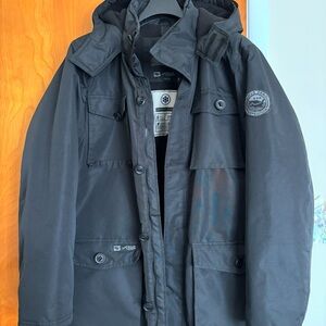 Men's Black Hooded Military Jacket